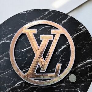 Large Luxury Fashion Sequins Gold Iron on Patch 9"